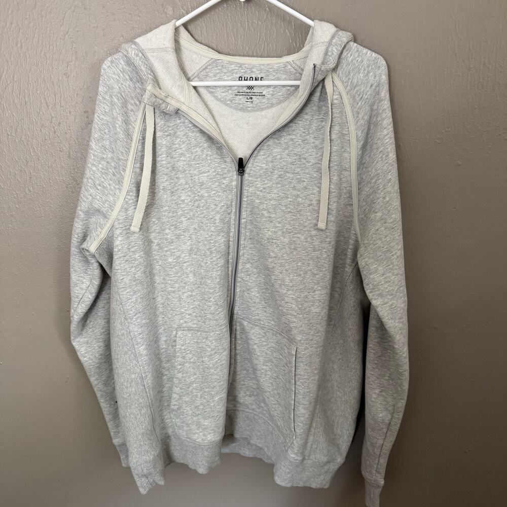 RHONE Light Grey Hooded Zip Up Size Large casual comfort athletic wear
